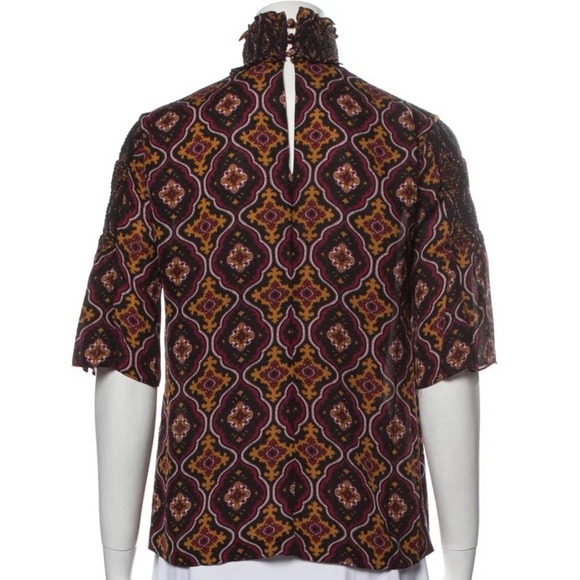 ALC Aubrey Print 100% Silk Mock Neck Top, Size 2 - Picture 3 of 13